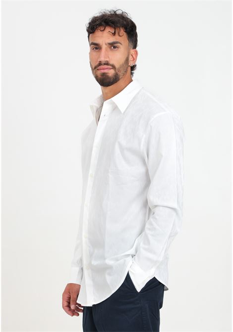 Camicia elegante bianca da uomo con monogram all-over ARMANI EXCHANGE | 6DZCL1ZN5XZ1116